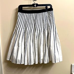 Vintage a line skirt, white with navy stripes, size 6